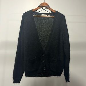 Vintage PREMBROOK LANE mohair and acrylic, black cardigan, size M.